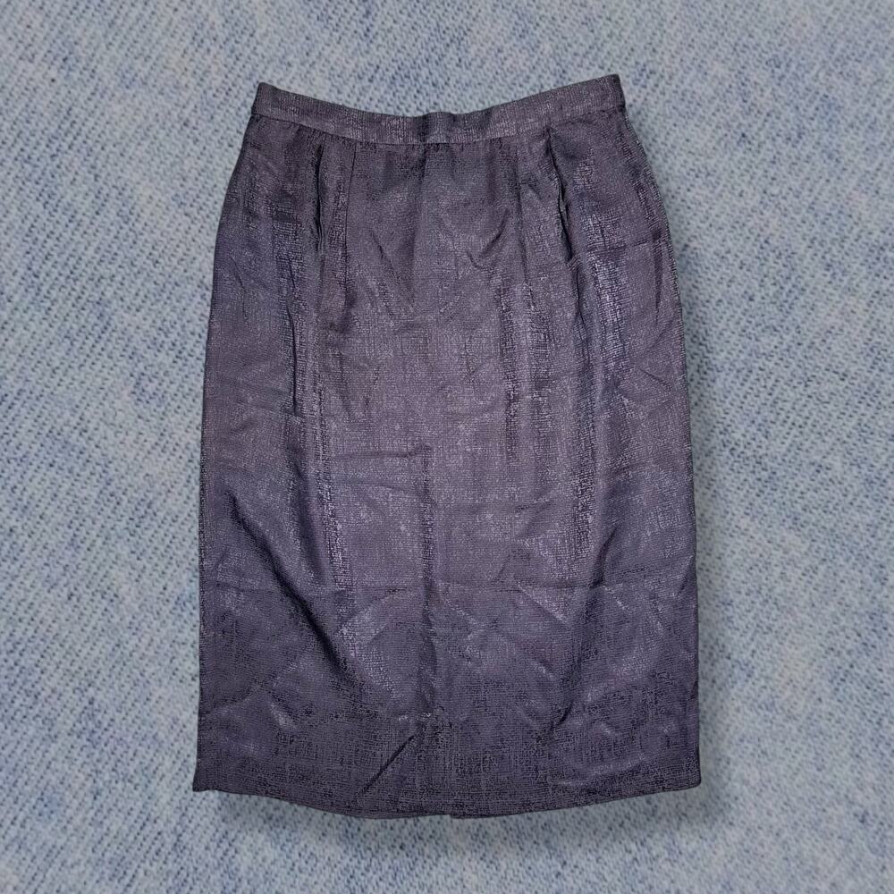 Vintage Navy Blue 100% Silk Pencil Skirt – Women’s Size 8